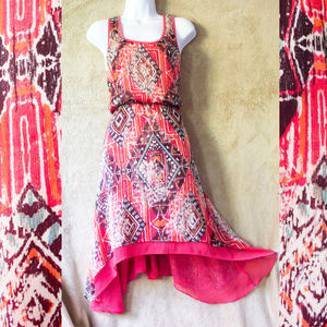 Tribal Print Dress High-Low Bisou Bisou